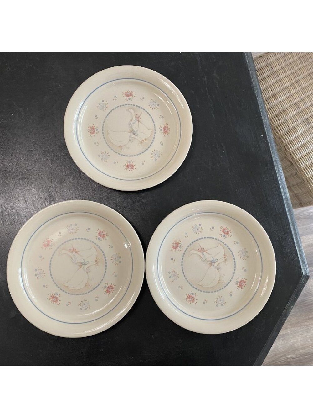 Corelle COUNTRY PROMENADE Salad Lunch Plate set of 3 Geese Flowers Farmhouse